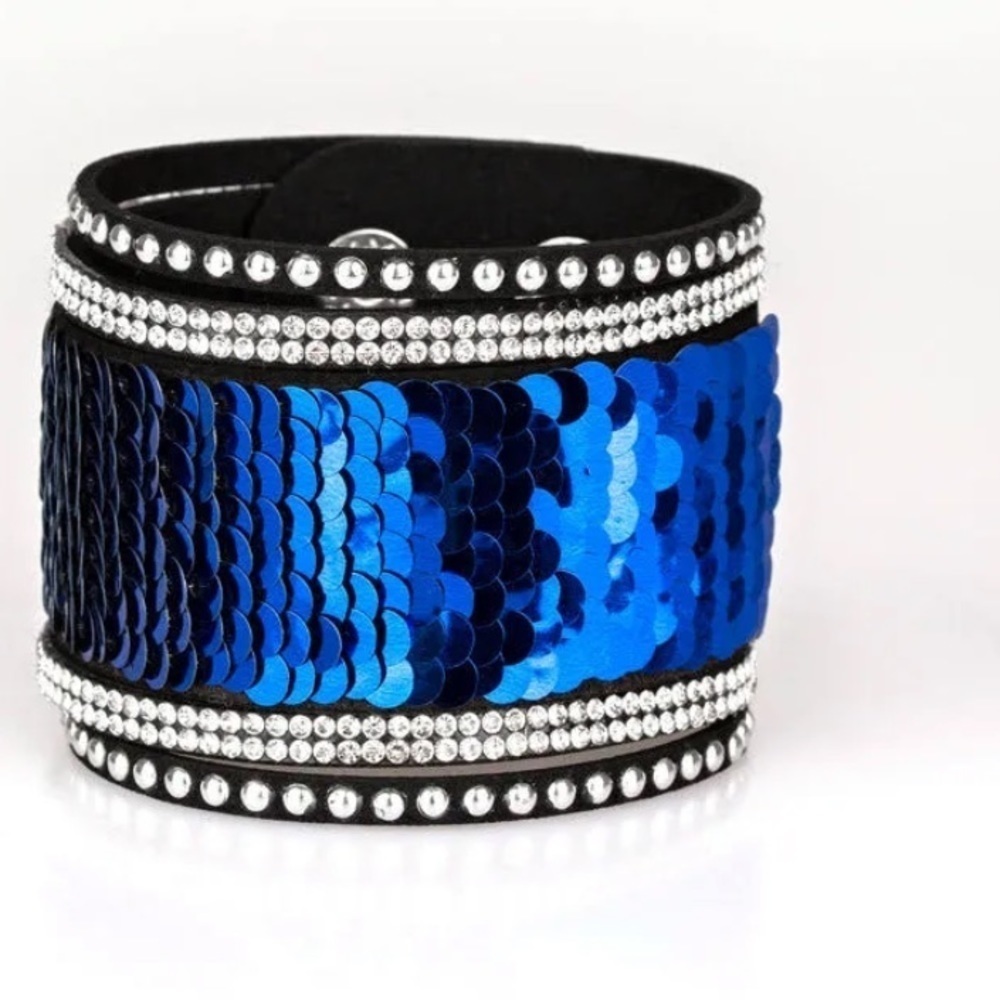 Bracelets Bundle of Three Silver Rhinestones & Reversible Sequin Adjustable New - Picture 5 of 5